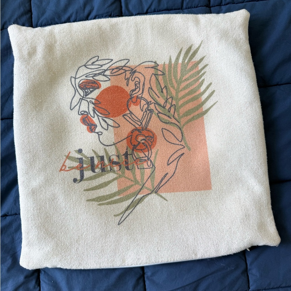 Artistic Throw Pillow Cover with Abstract Face Design